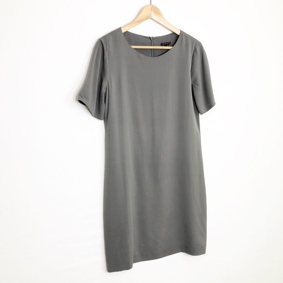 Theory Grey Silk mini shift dress - Picture 4 of 8